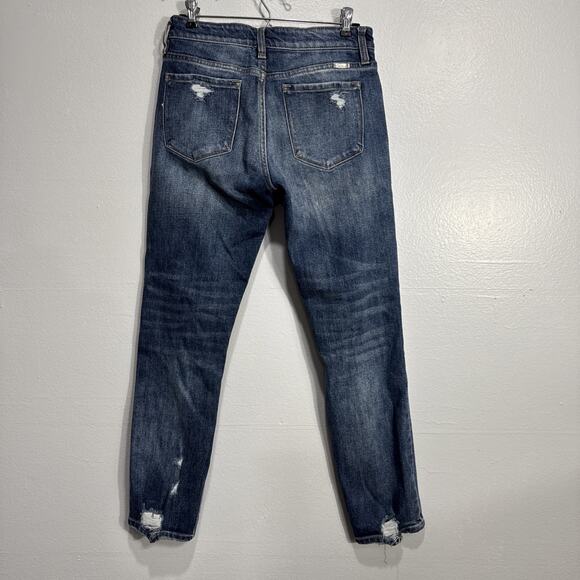KanCan Women's Distressed Mid Rise Skinny Jeans Size 26 Denim Raw Hem Destroyed - Picture 3 of 15